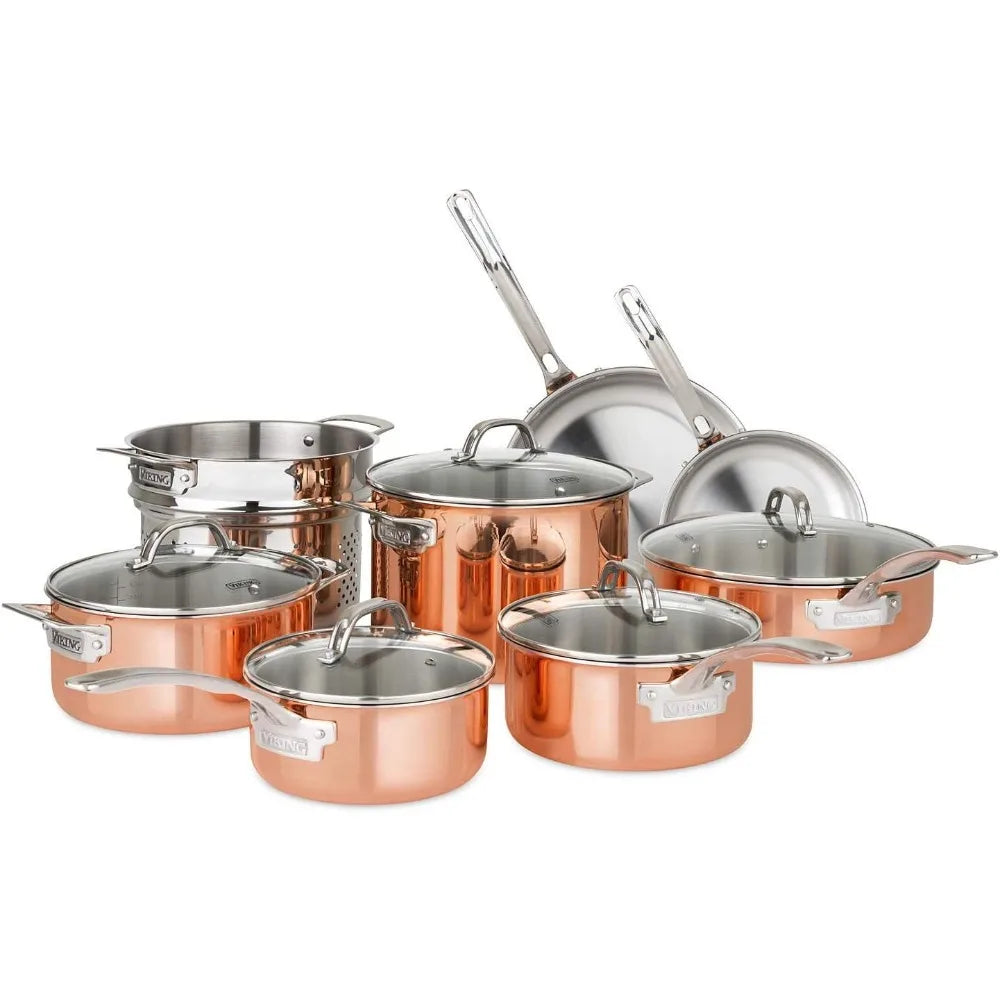 13-Piece Tri-Ply Copper Cookware