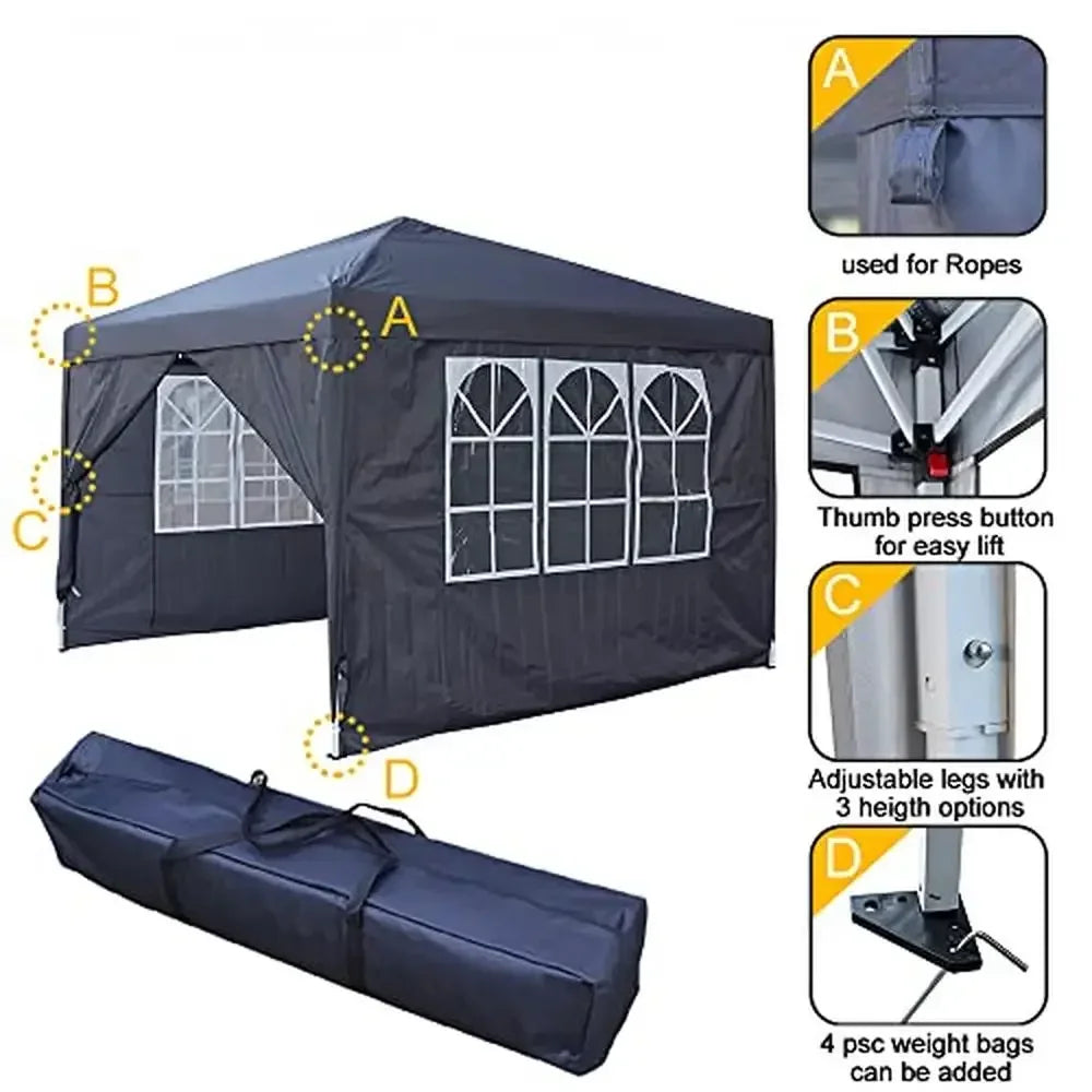 Outdoor Pop Up Gazebo Tent 10''x10'' with 4 Sidewalls