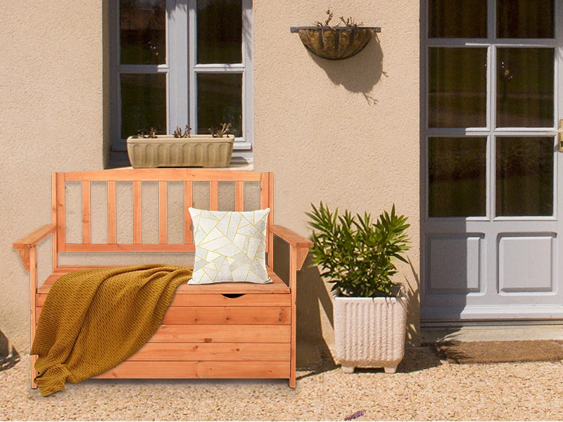 Outdoor Wooden Storage Bench