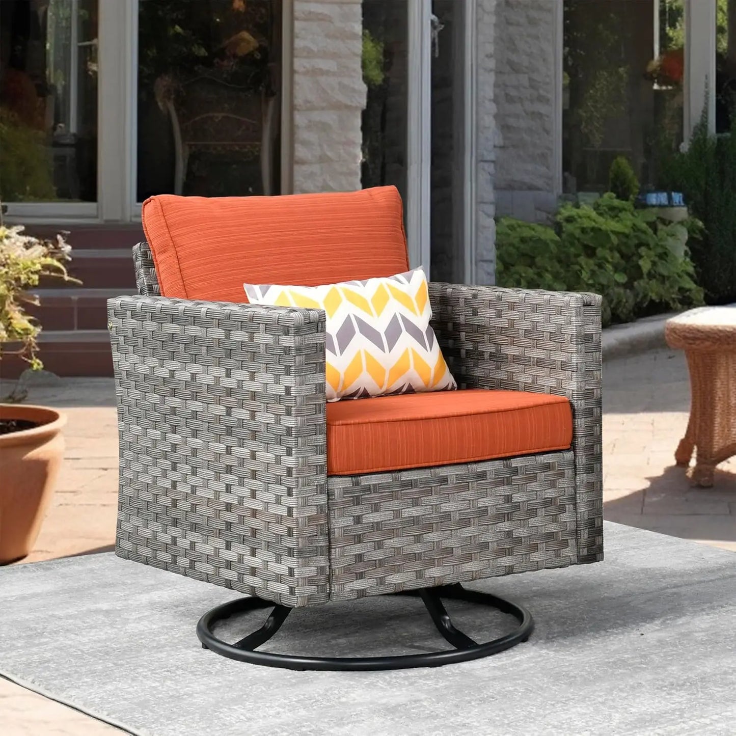 Patio Furniture Sets Outdoor Sectional Sofa with Swivel Rocking Chairs