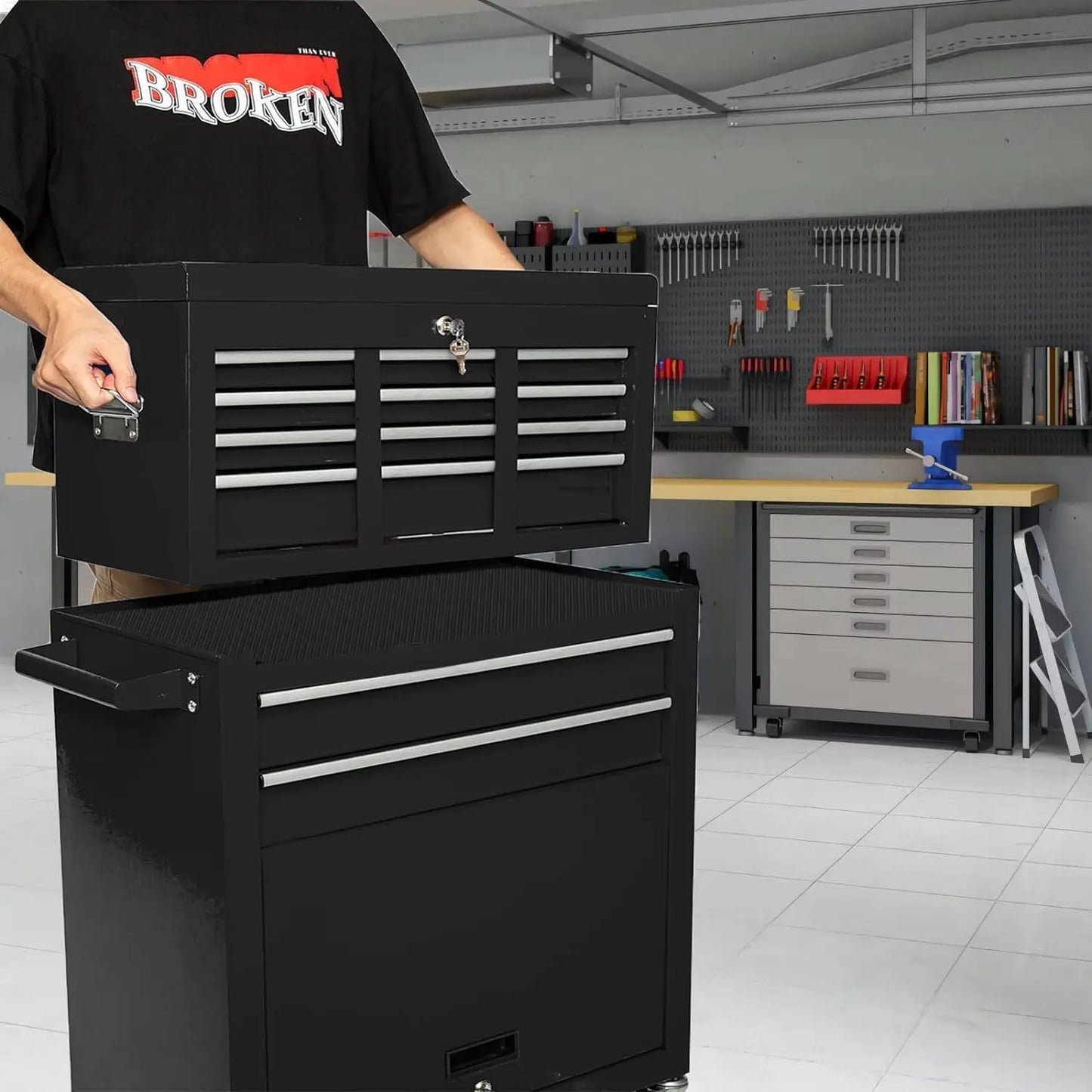 Tool Box on Four Wheels with Lock