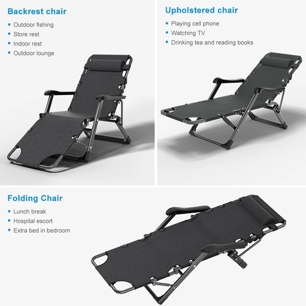 Adjustable Patio Recliner with Headrest Cushion