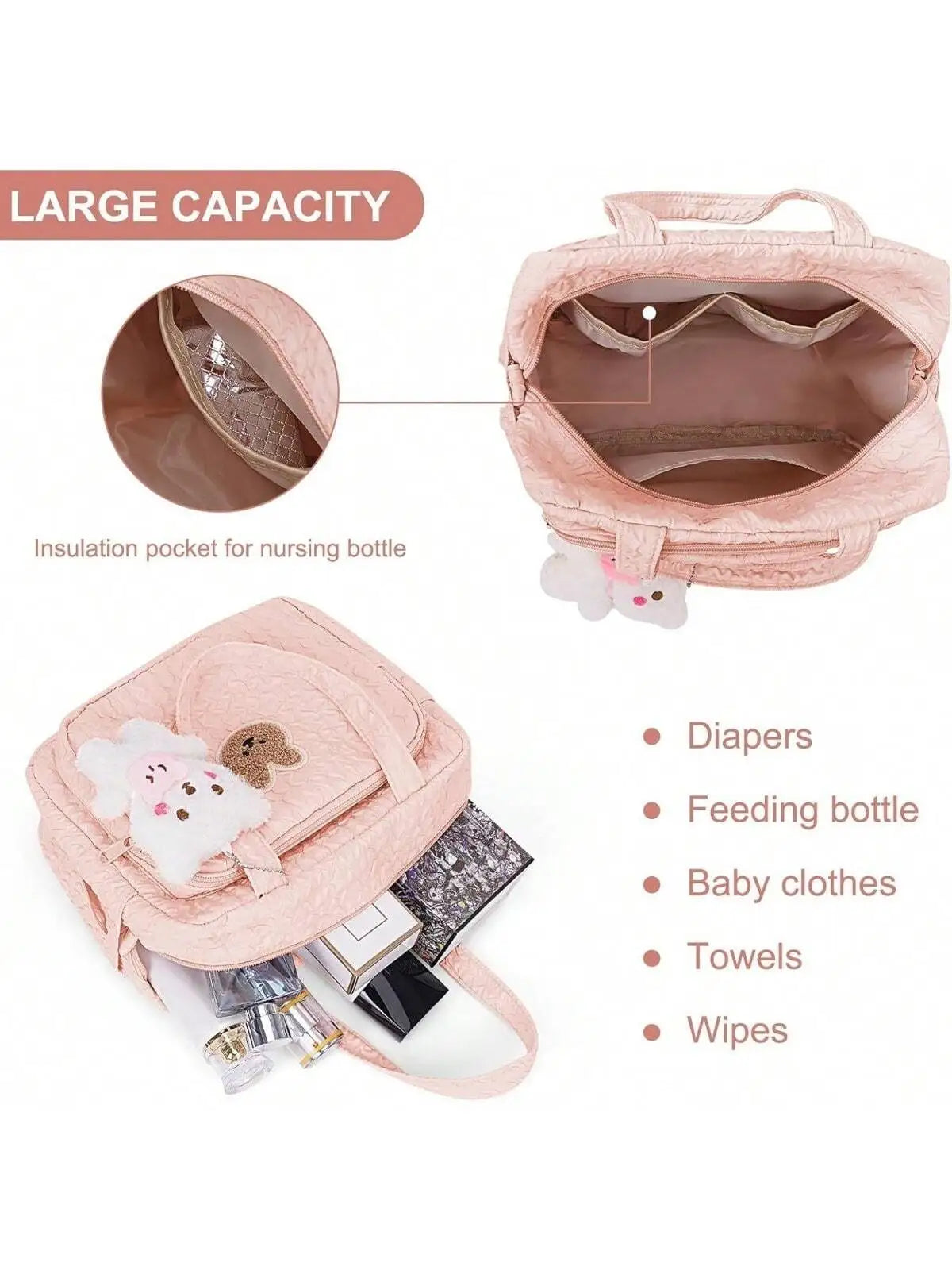 1pc Solid Color Baby Diaper Bags