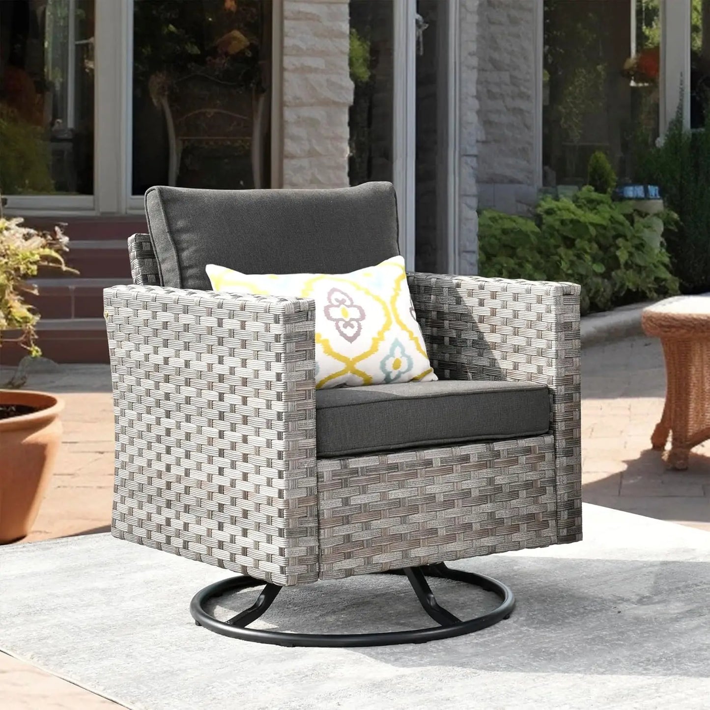 Patio Furniture Sets Outdoor Sectional Sofa with Swivel Rocking Chairs