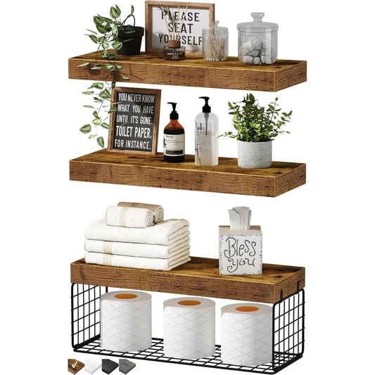 Bathroom - Farmhouse, Rustic BrownShelves