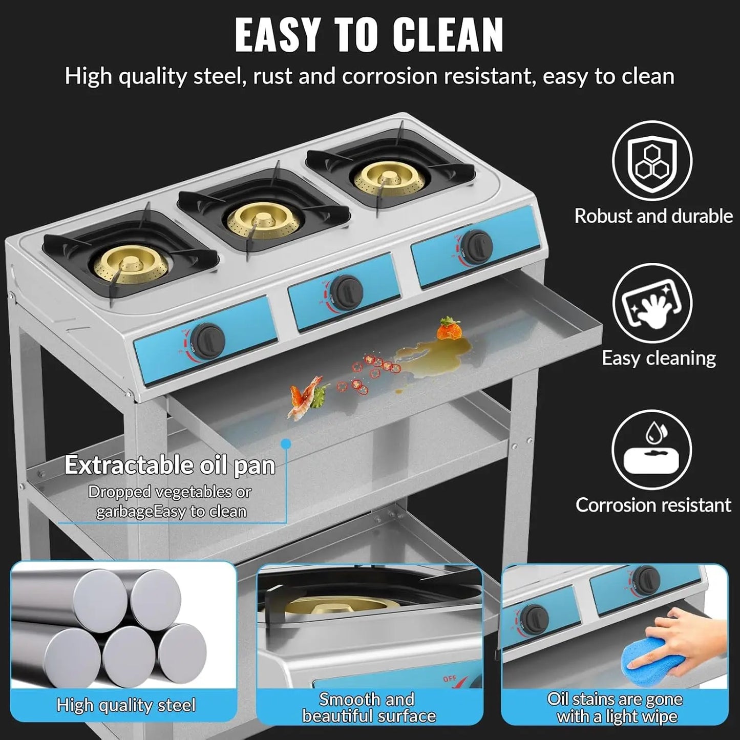 Portable  3 Burner Gas Stove