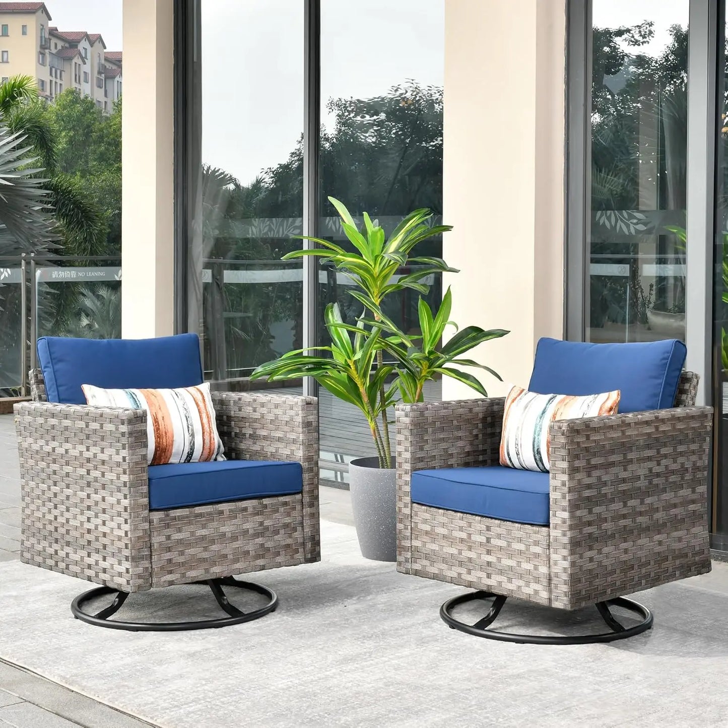 Patio Furniture Sets Outdoor Sectional Sofa with Swivel Rocking Chairs