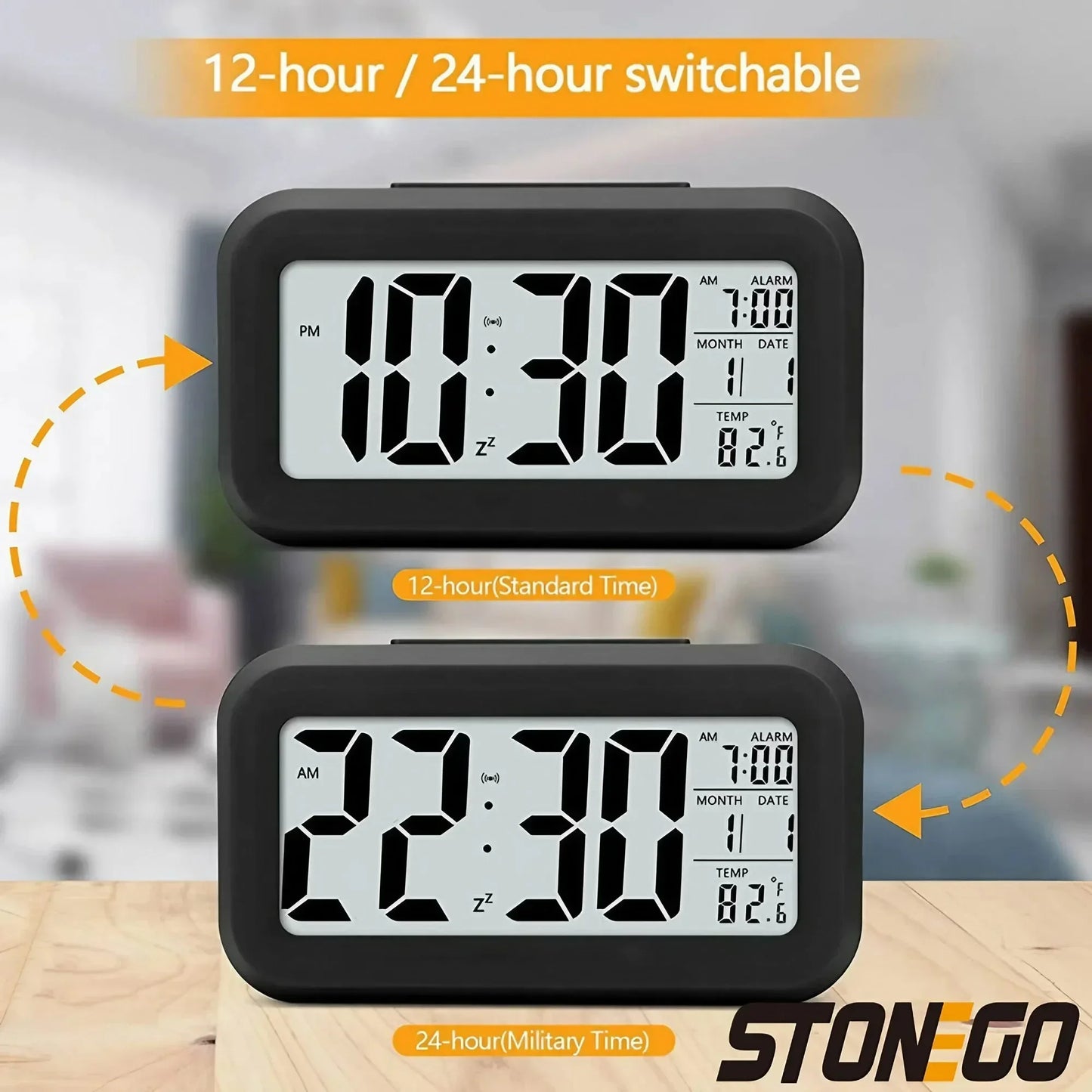 Multifunctional Smart Temperature Digital Alarm Clock LED Backlight Digital Electronic Alarm Clock