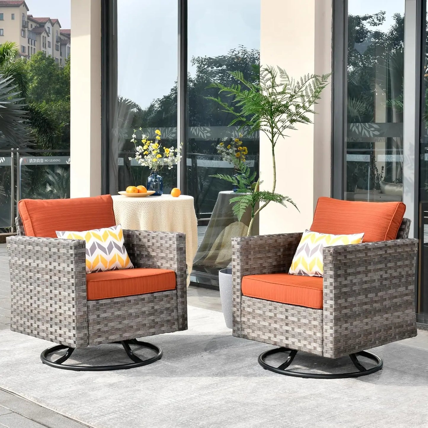 Patio Furniture Sets Outdoor Sectional Sofa with Swivel Rocking Chairs