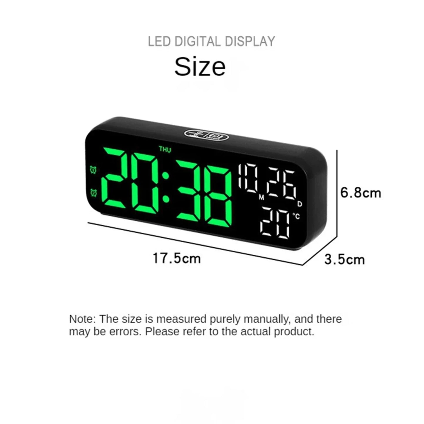 Digital Alarm Clock Temperature and Date Week Display Night  Table Clock Voice Control 12/24H Electronic  Alarm Clocks