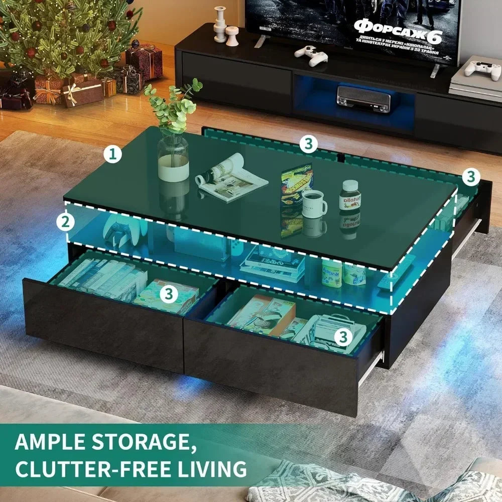 LED Coffee Table with Storage