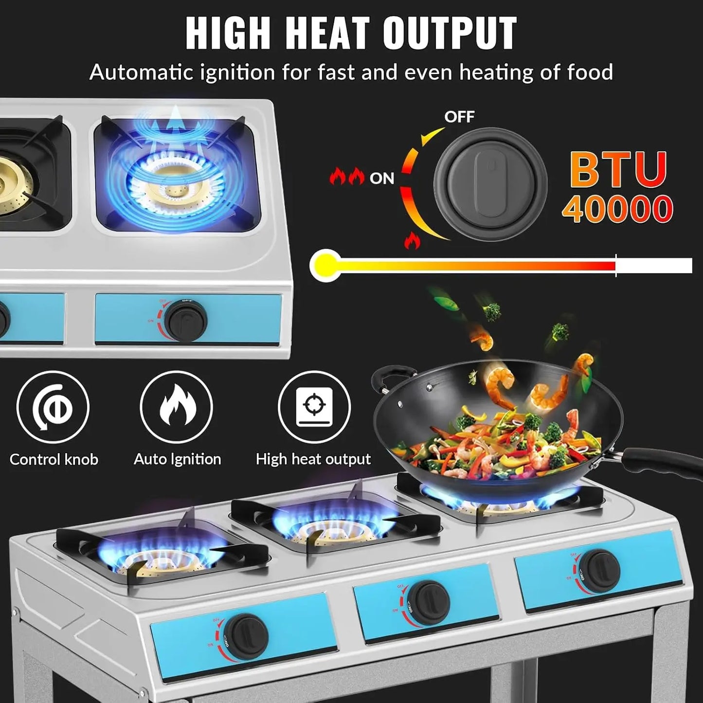 Portable  3 Burner Gas Stove