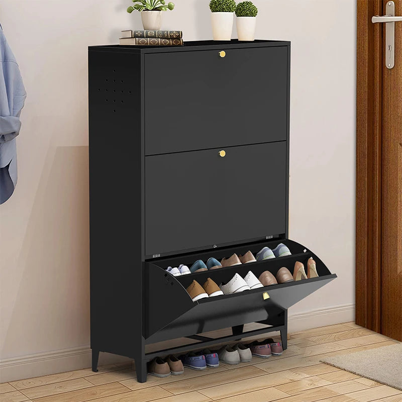 3 Drawer All Steel Freestanding Shoe Cabinet