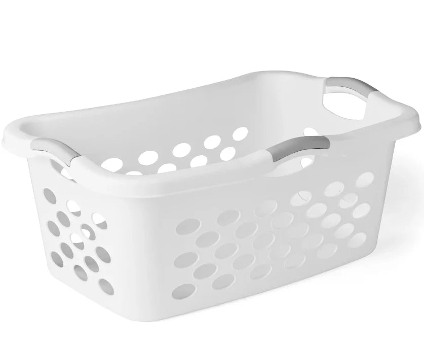 White  Rectangular Plastic Laundry Basket,