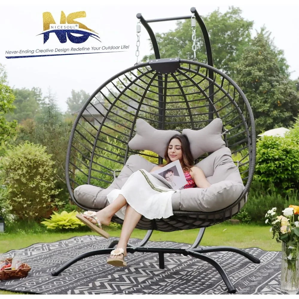 2 Person Double Egg Chair Outdoor Patio