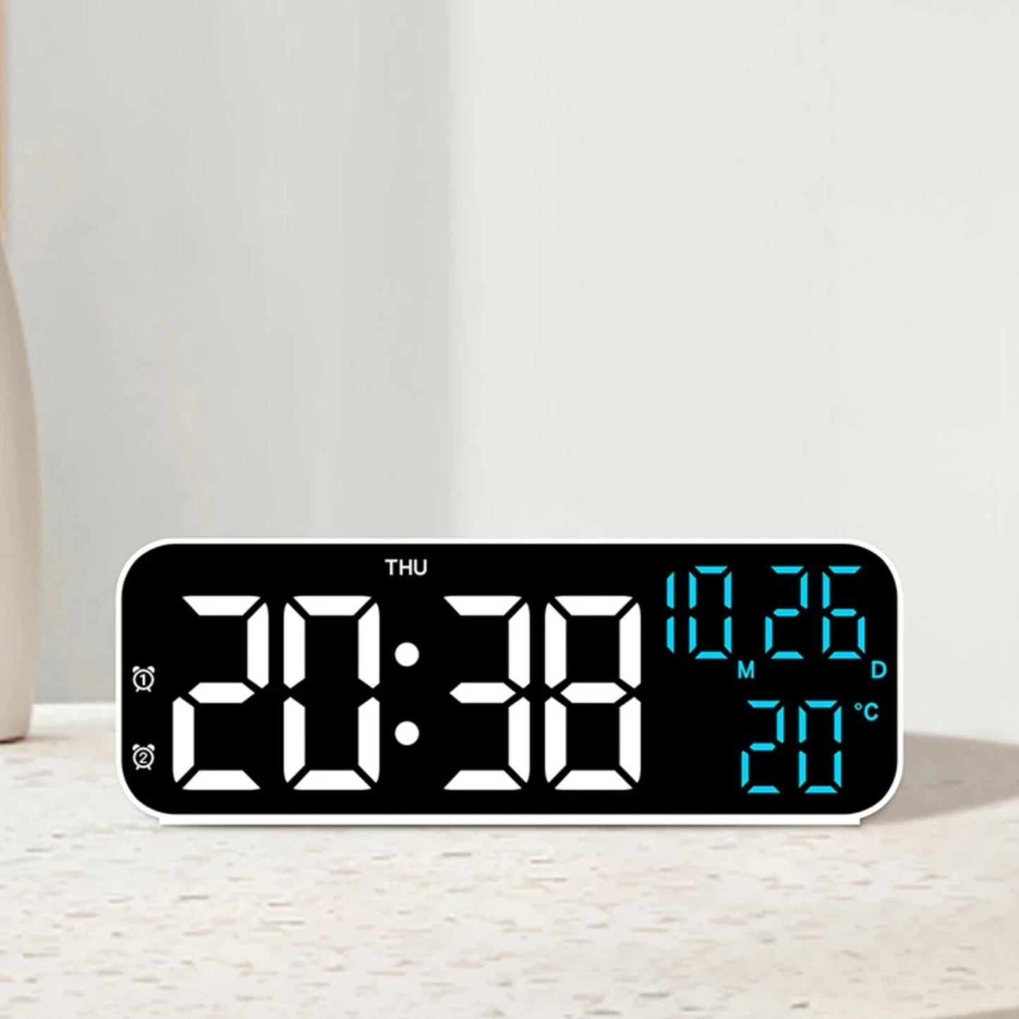 Digital Alarm Clock Temperature and Date Week Display Night  Table Clock Voice Control 12/24H Electronic  Alarm Clocks