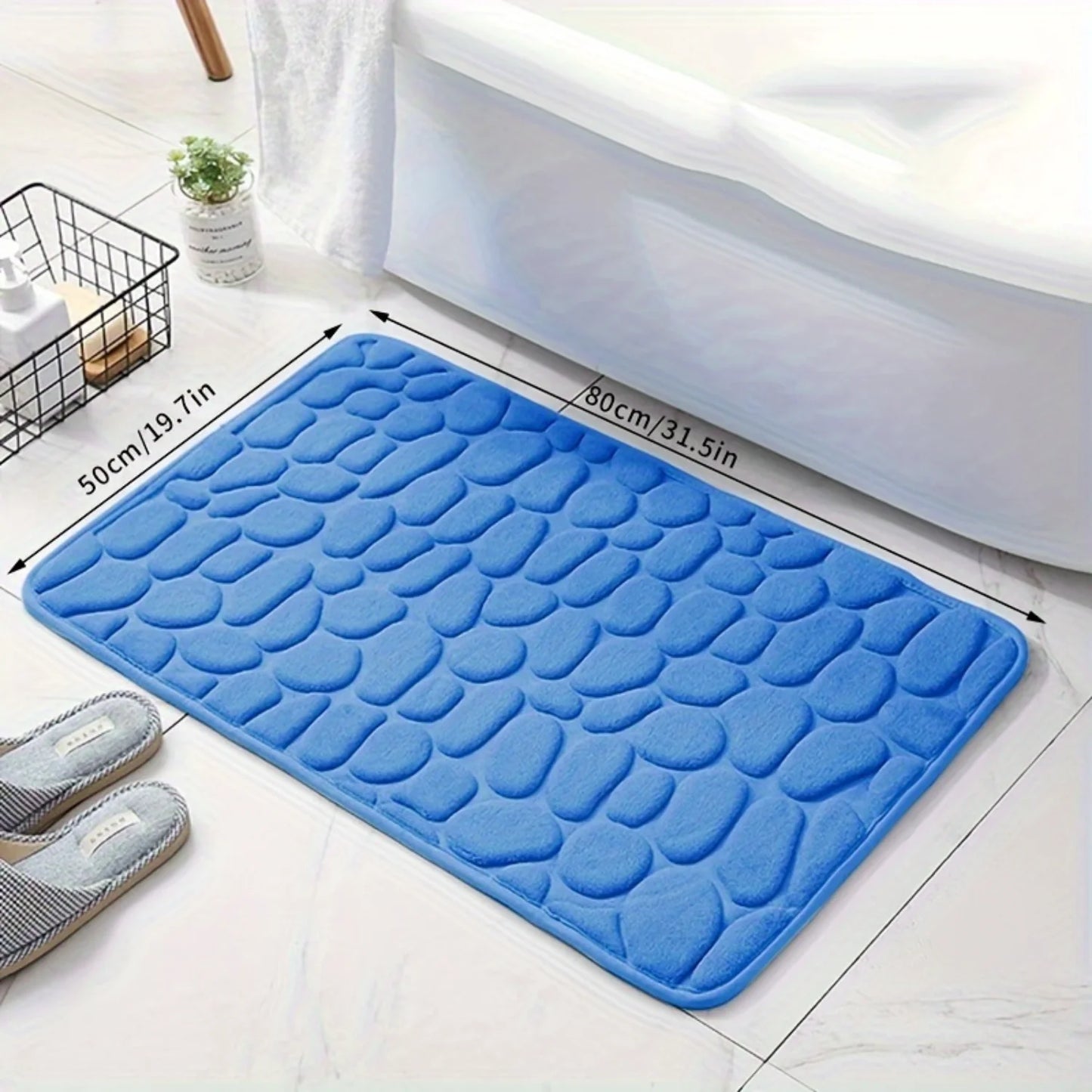 1pc Quick-Drying Memory Foam Bath Mat With Non-Slip Backing, Soft & Comfortable Shower Room Carpet, Machine Washable Bathroom Ac