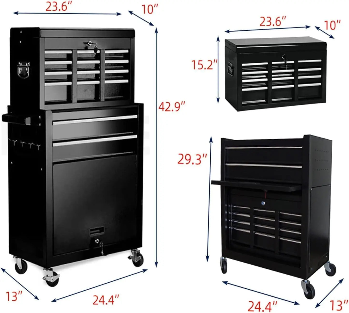 Tool Box on Four Wheels with Lock