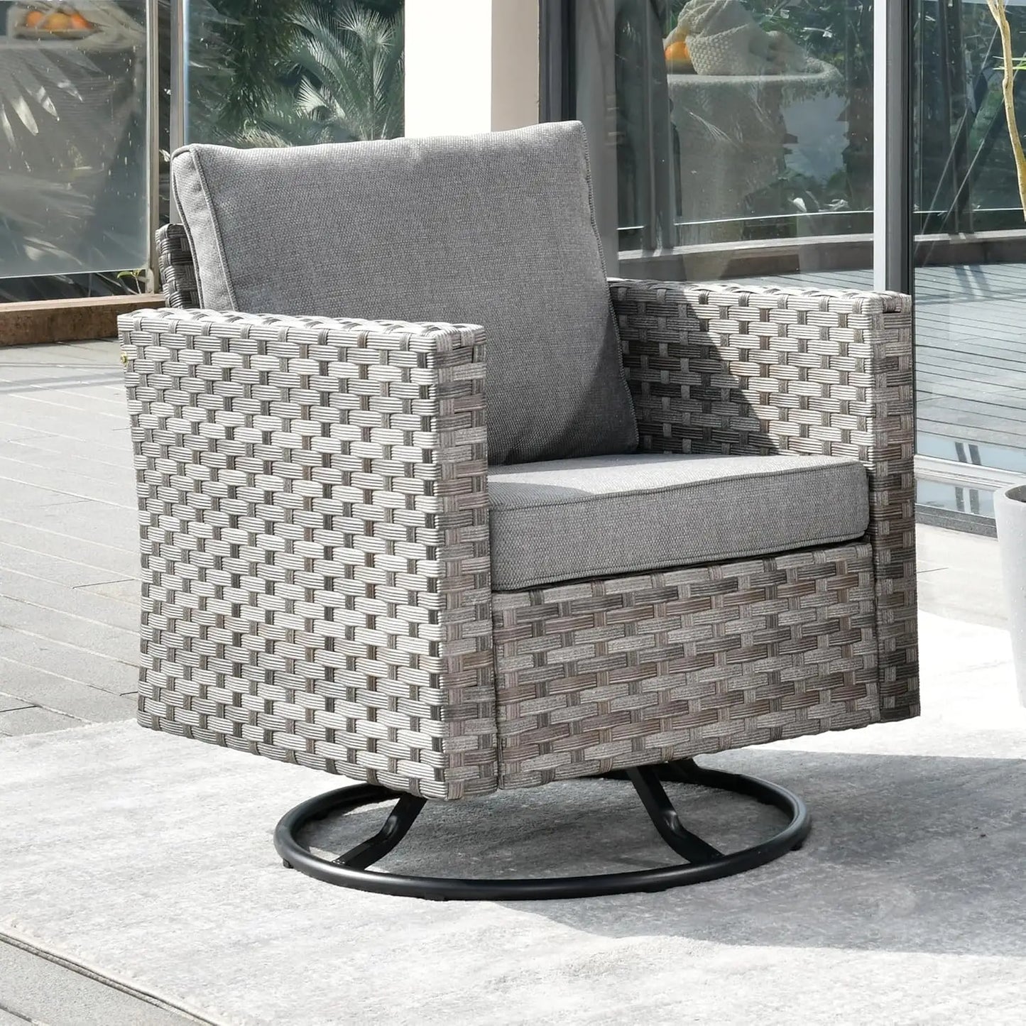 Patio Furniture Sets Outdoor Sectional Sofa with Swivel Rocking Chairs