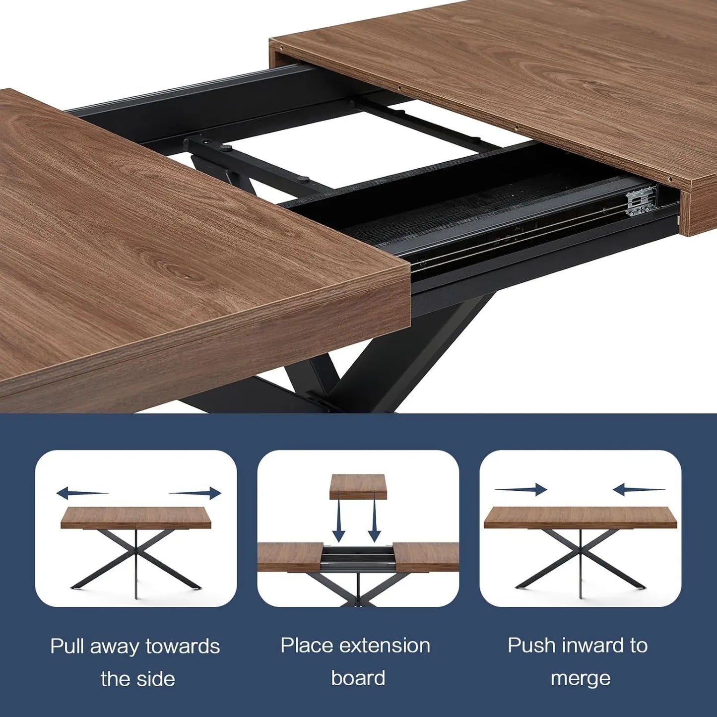 55''-70.9'' Extendable Wooden Dining Room Table