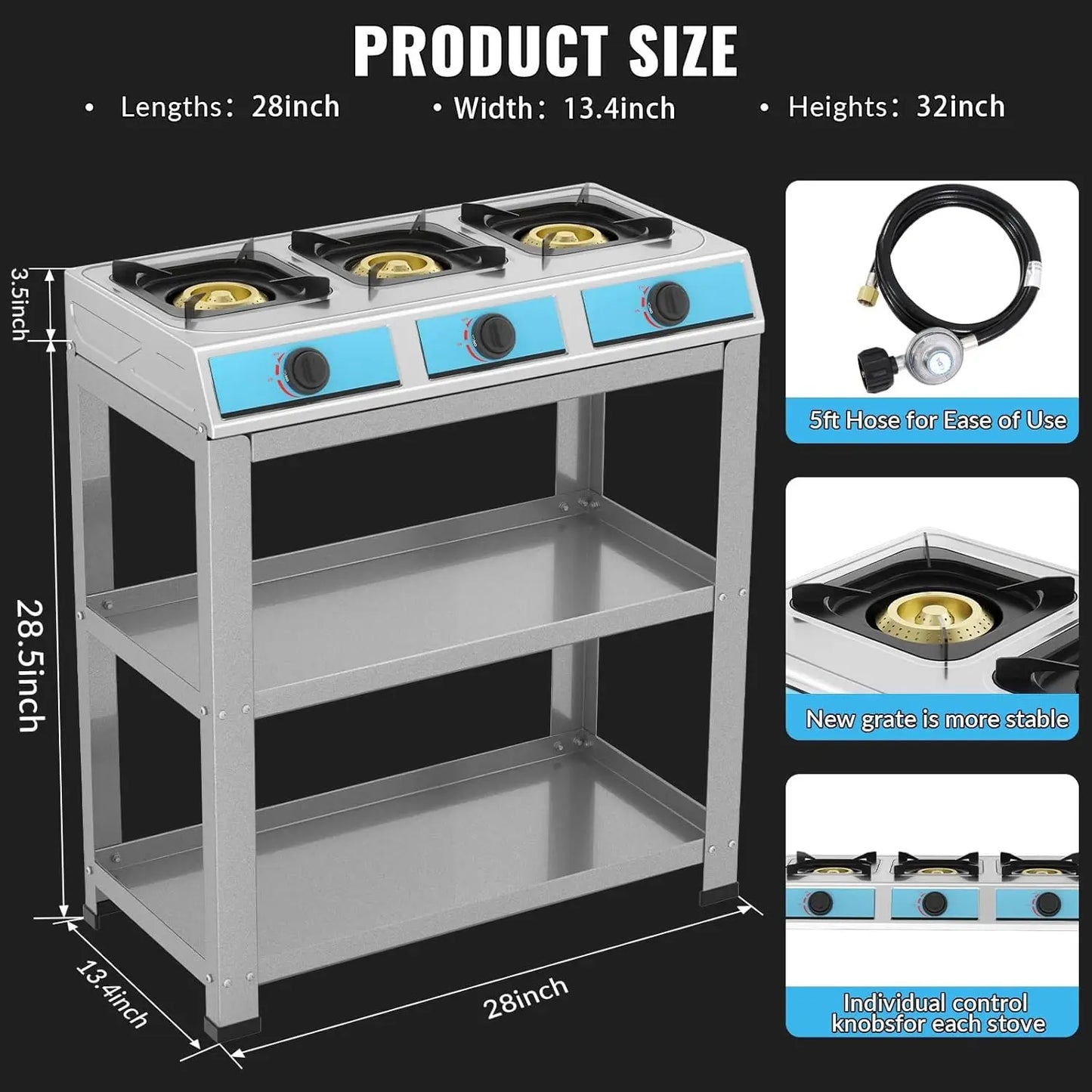 Portable  3 Burner Gas Stove