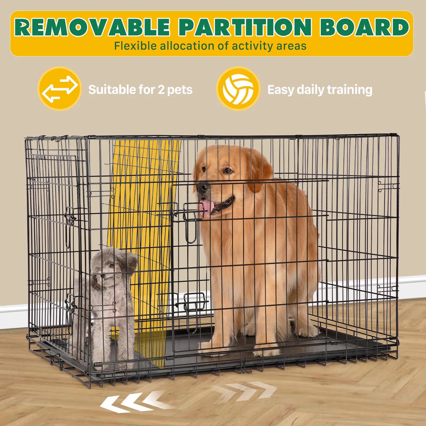 Double Door Folding  Dog Cage