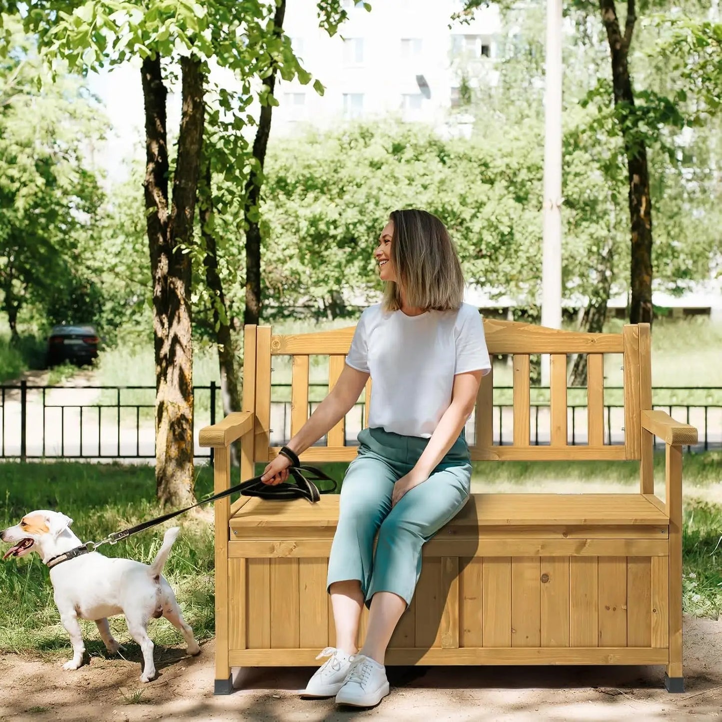 Outdoor Wooden Storage Bench