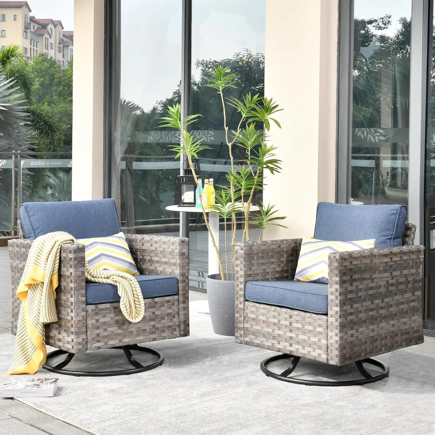 Patio Furniture Sets Outdoor Sectional Sofa with Swivel Rocking Chairs