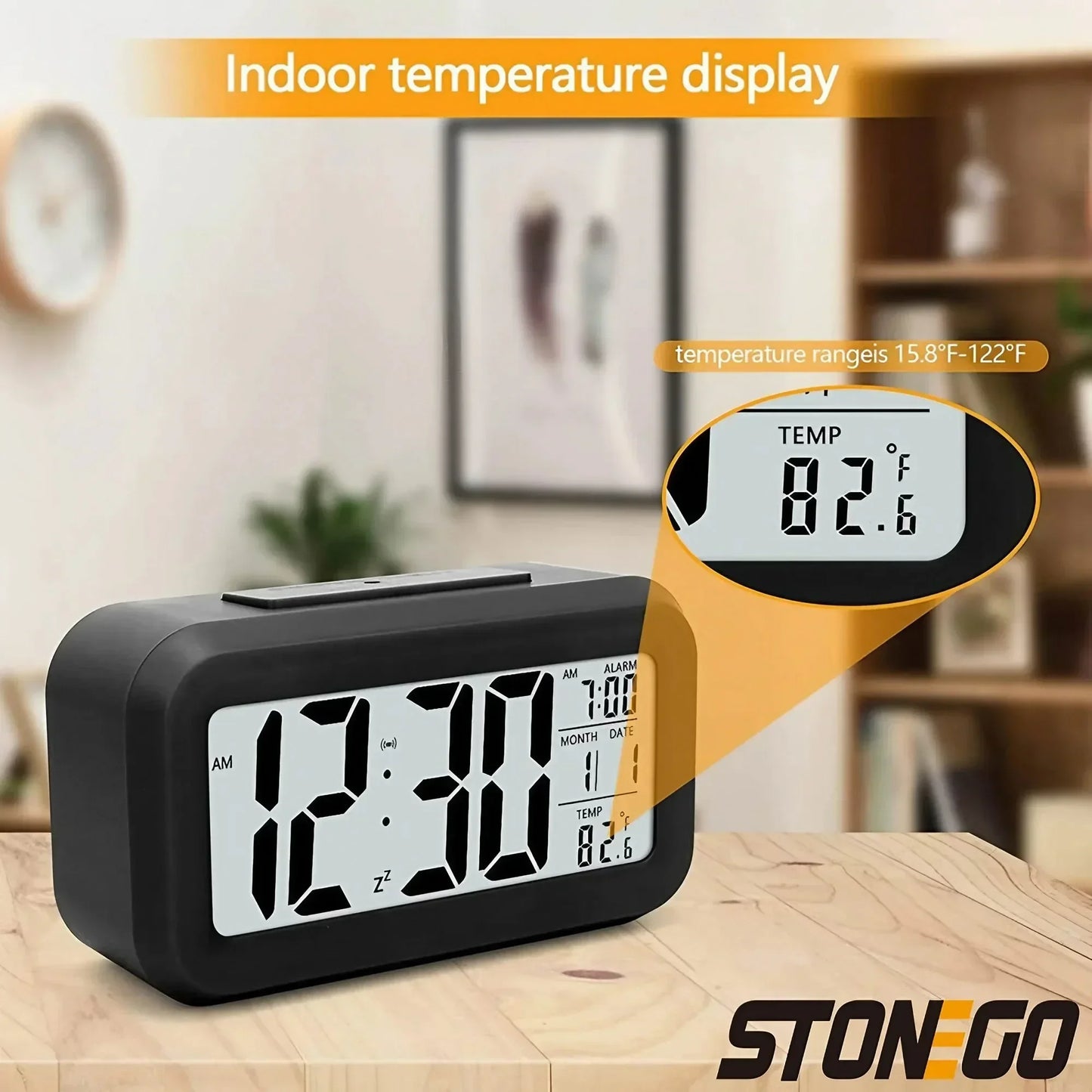 Multifunctional Smart Temperature Digital Alarm Clock LED Backlight Digital Electronic Alarm Clock