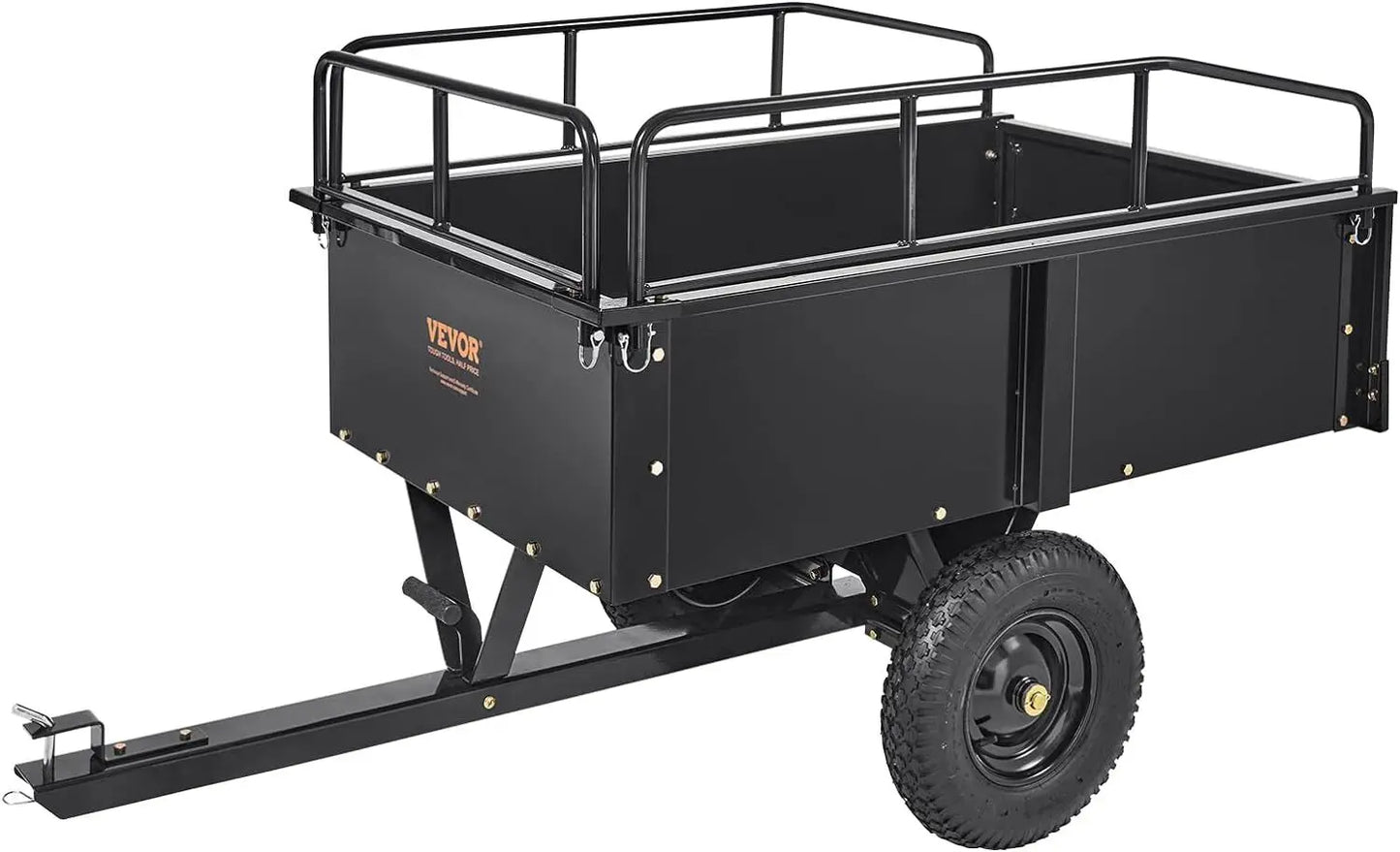 Tow Behind Garden Trailer, Steel Dump Cart;