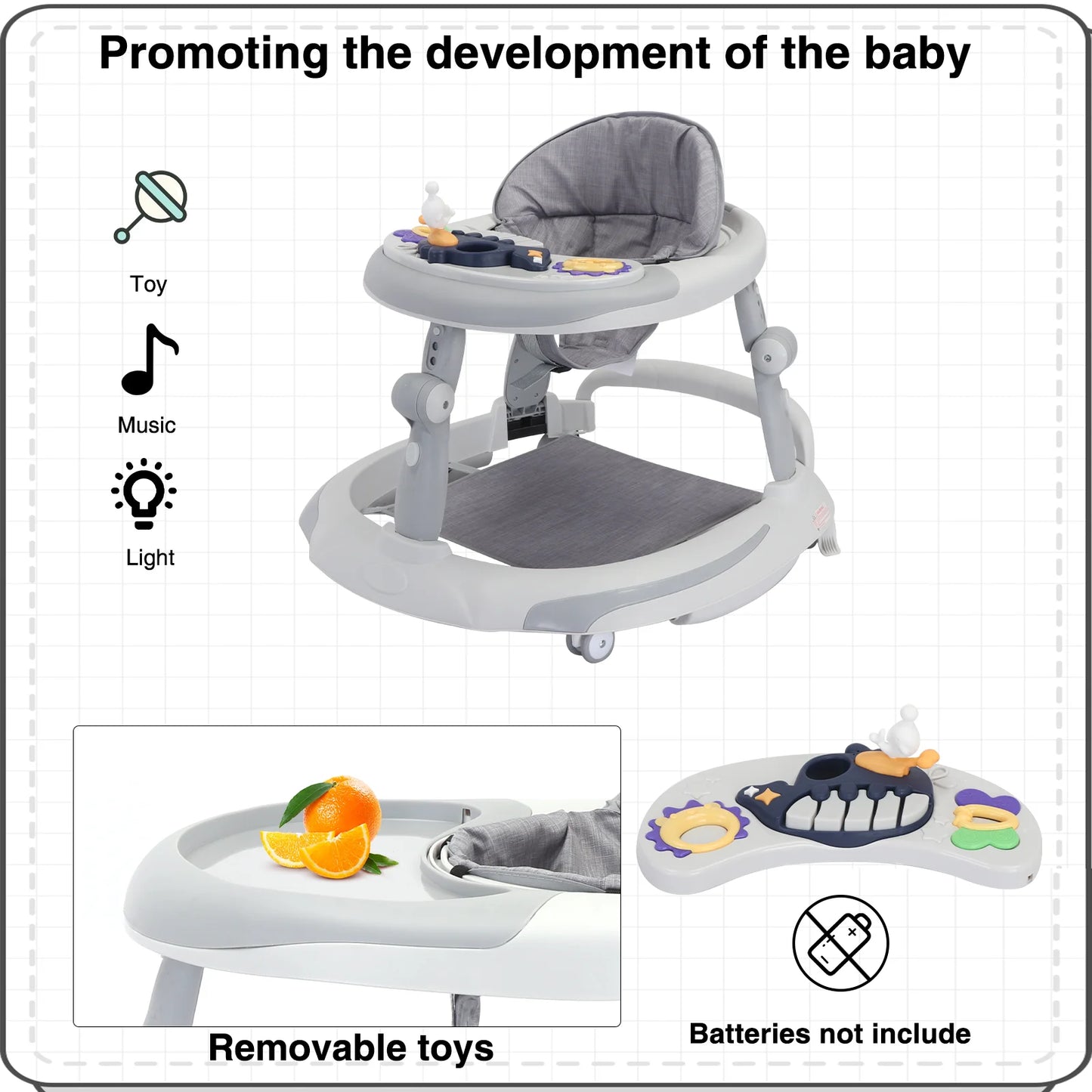 Foldable-Adjustable Baby Walker