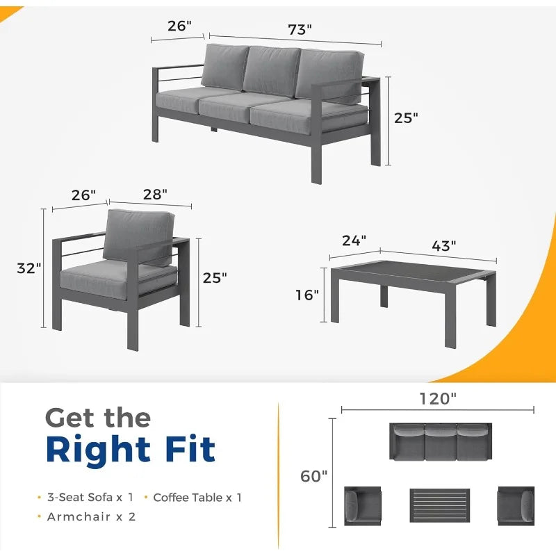 5 Pcs Aluminum Outdoor Patio Furniture Set