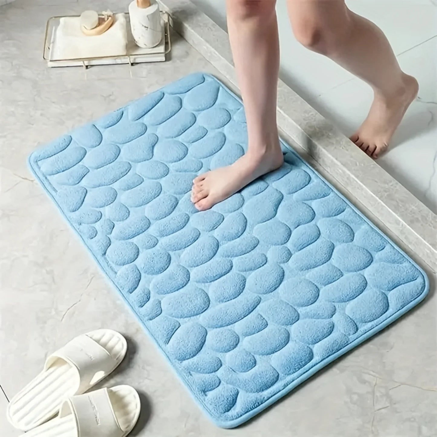 1pc Quick-Drying Memory Foam Bath Mat With Non-Slip Backing, Soft & Comfortable Shower Room Carpet, Machine Washable Bathroom Ac