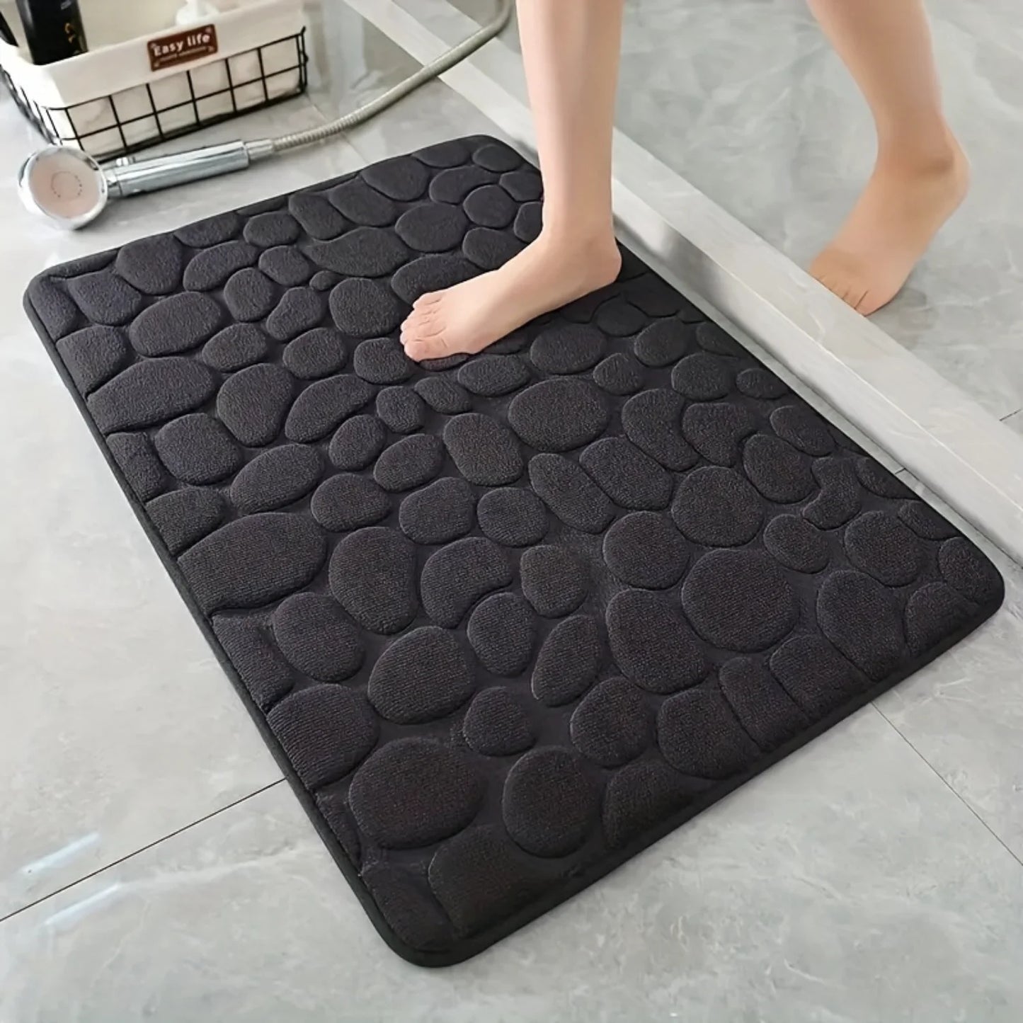 1pc Quick-Drying Memory Foam Bath Mat With Non-Slip Backing, Soft & Comfortable Shower Room Carpet, Machine Washable Bathroom Ac