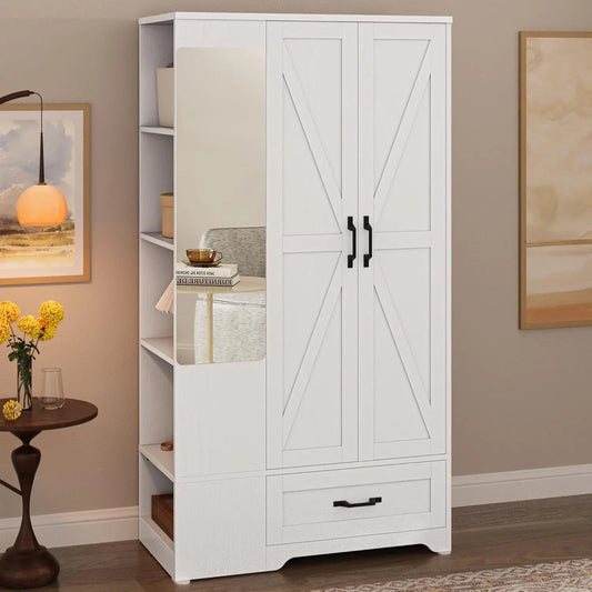 Wardrobe With Doors - Drawers and Full Mirror