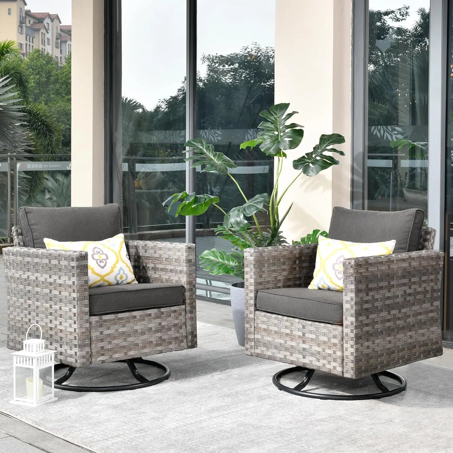 Patio Furniture Sets Outdoor Sectional Sofa with Swivel Rocking Chairs