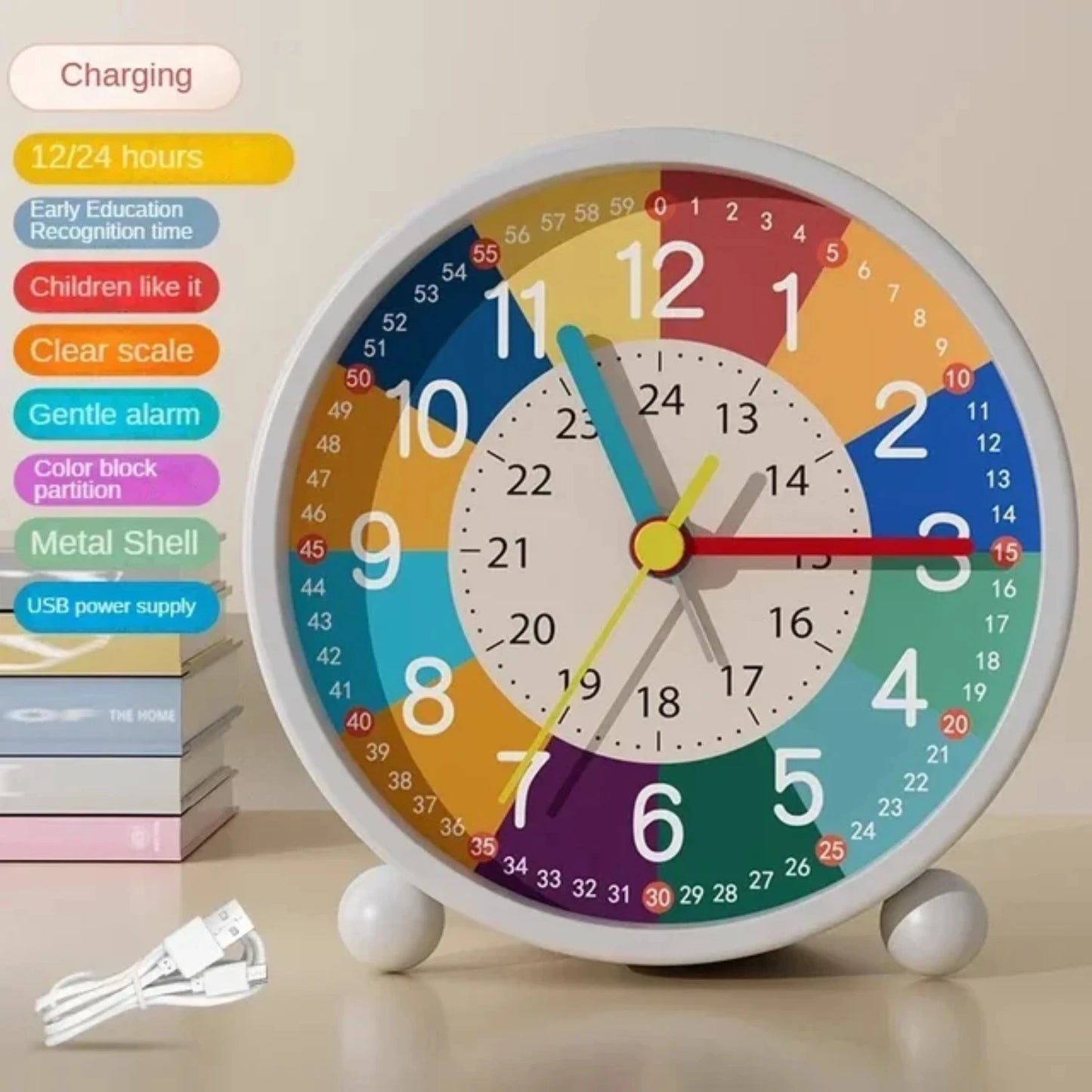 Educational Children's Alarm Clock with USB Charge