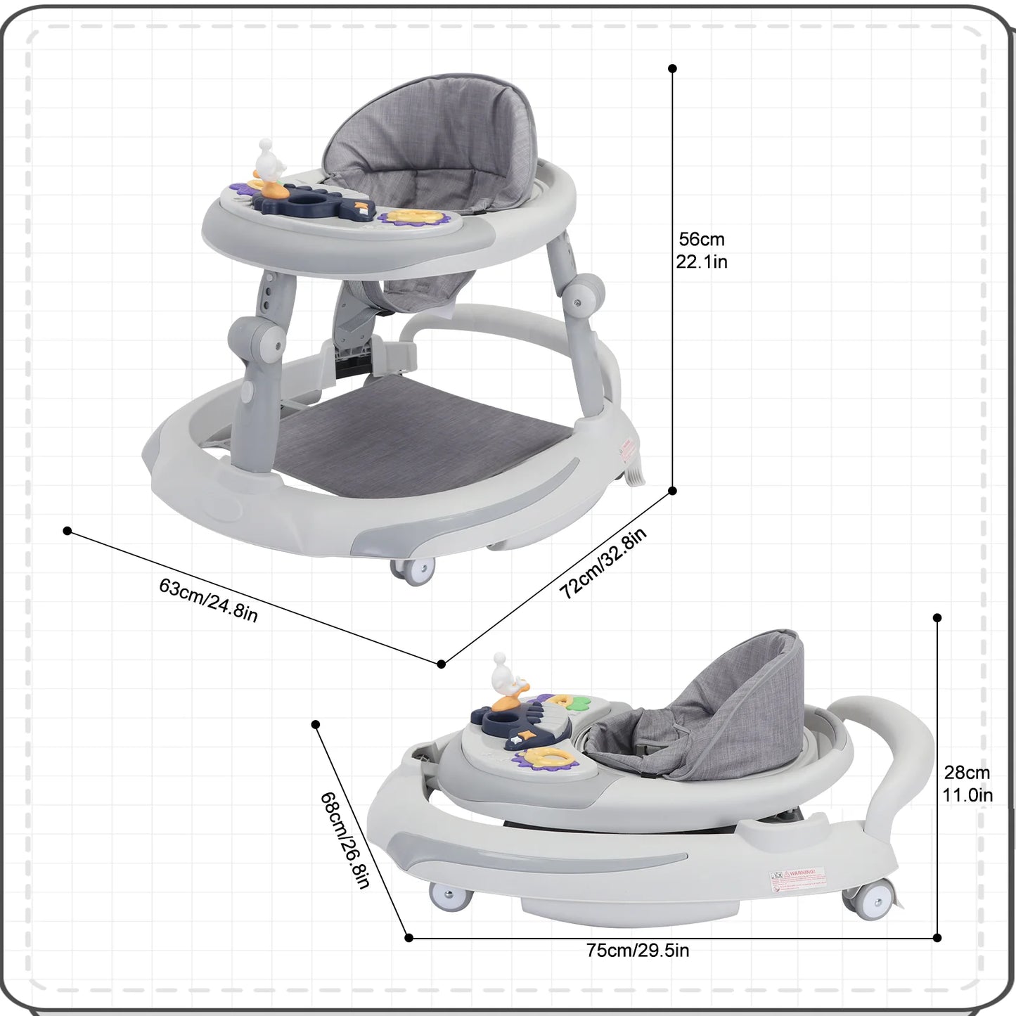 Foldable-Adjustable Baby Walker