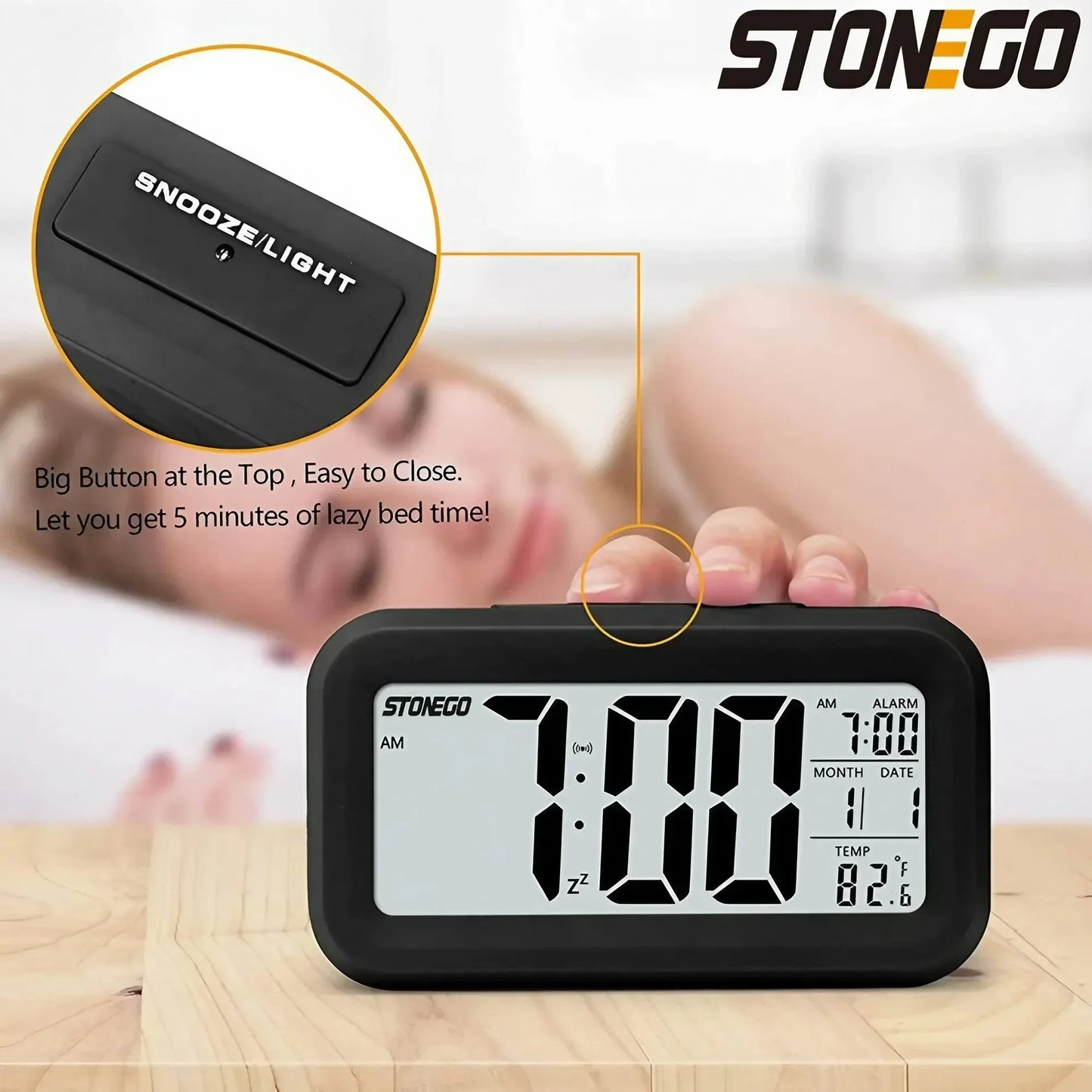 Multifunctional Smart Temperature Digital Alarm Clock LED Backlight Digital Electronic Alarm Clock