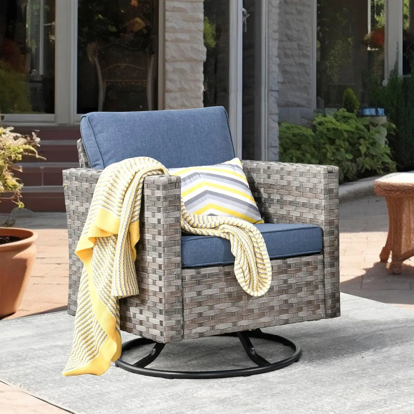 Patio Furniture Sets Outdoor Sectional Sofa with Swivel Rocking Chairs