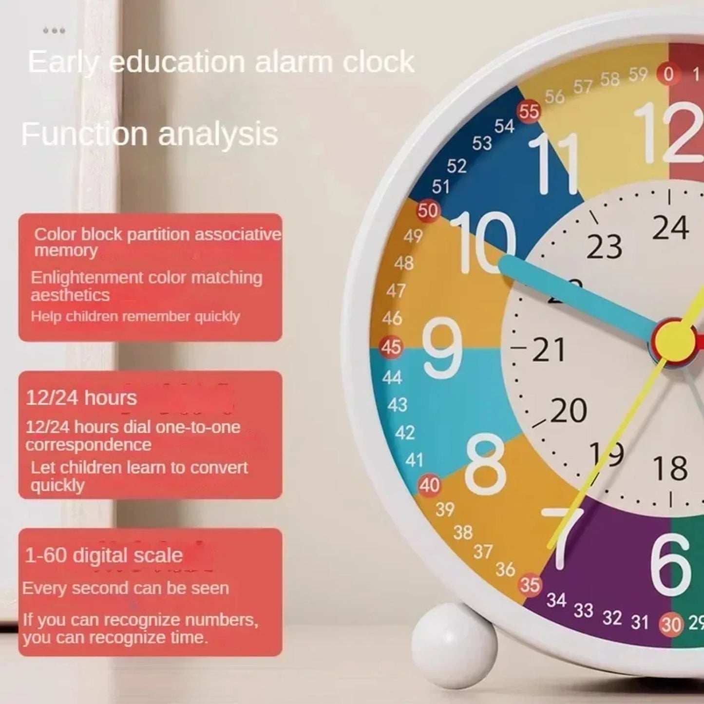 Educational Children's Alarm Clock with USB Charge