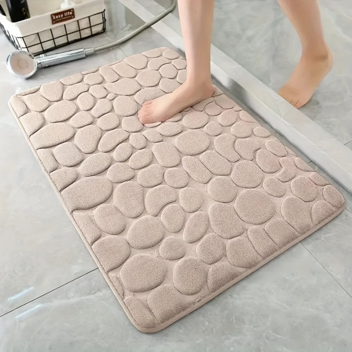 1pc Quick-Drying Memory Foam Bath Mat With Non-Slip Backing, Soft & Comfortable Shower Room Carpet, Machine Washable Bathroom Ac