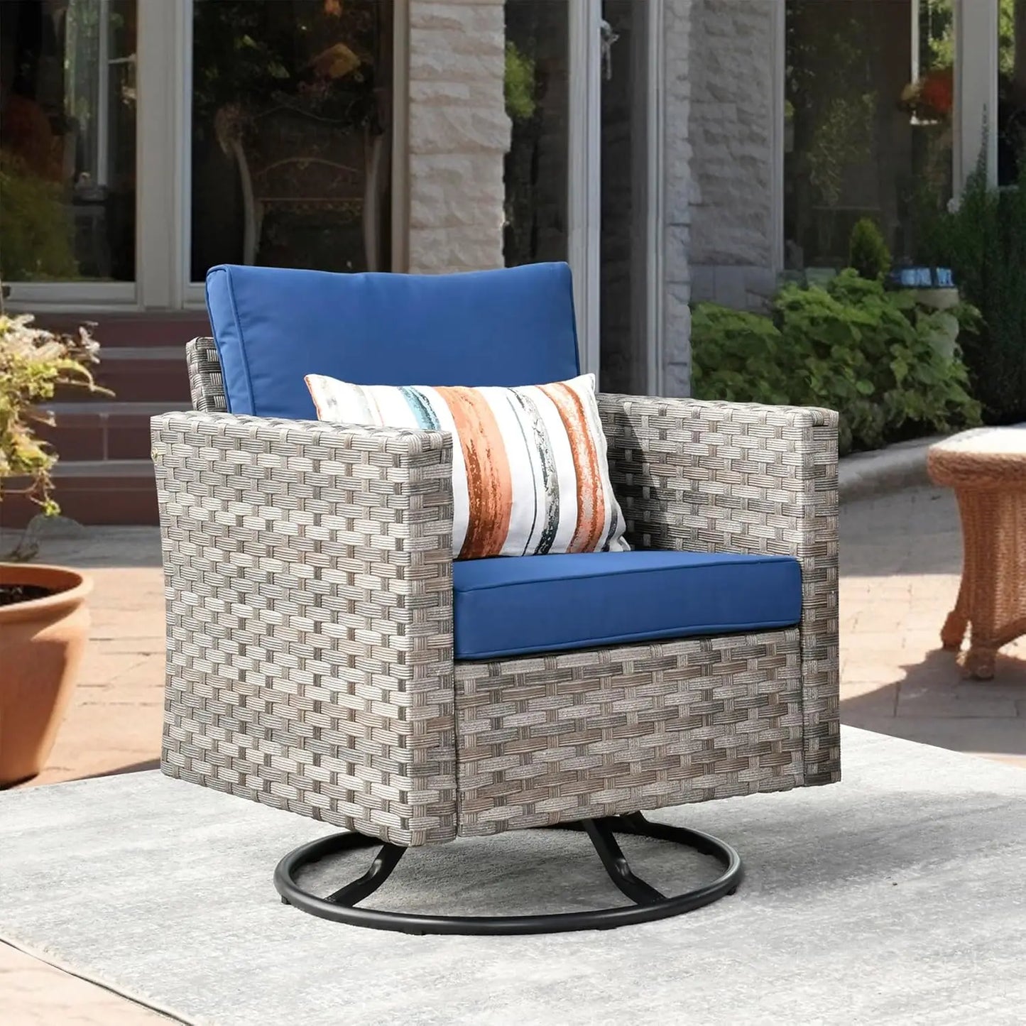 Patio Furniture Sets Outdoor Sectional Sofa with Swivel Rocking Chairs