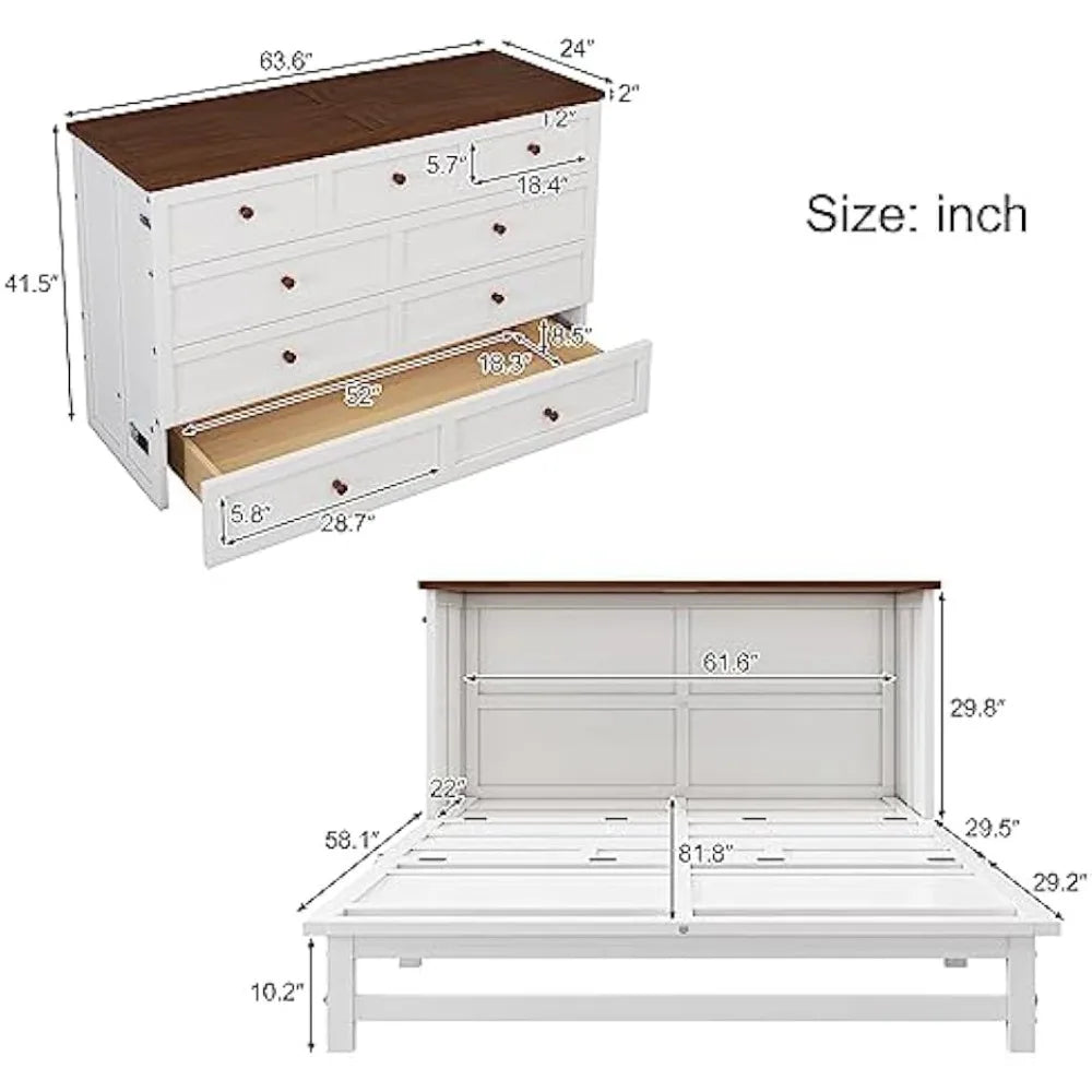 Wooden Murphy Bed Frame Chest