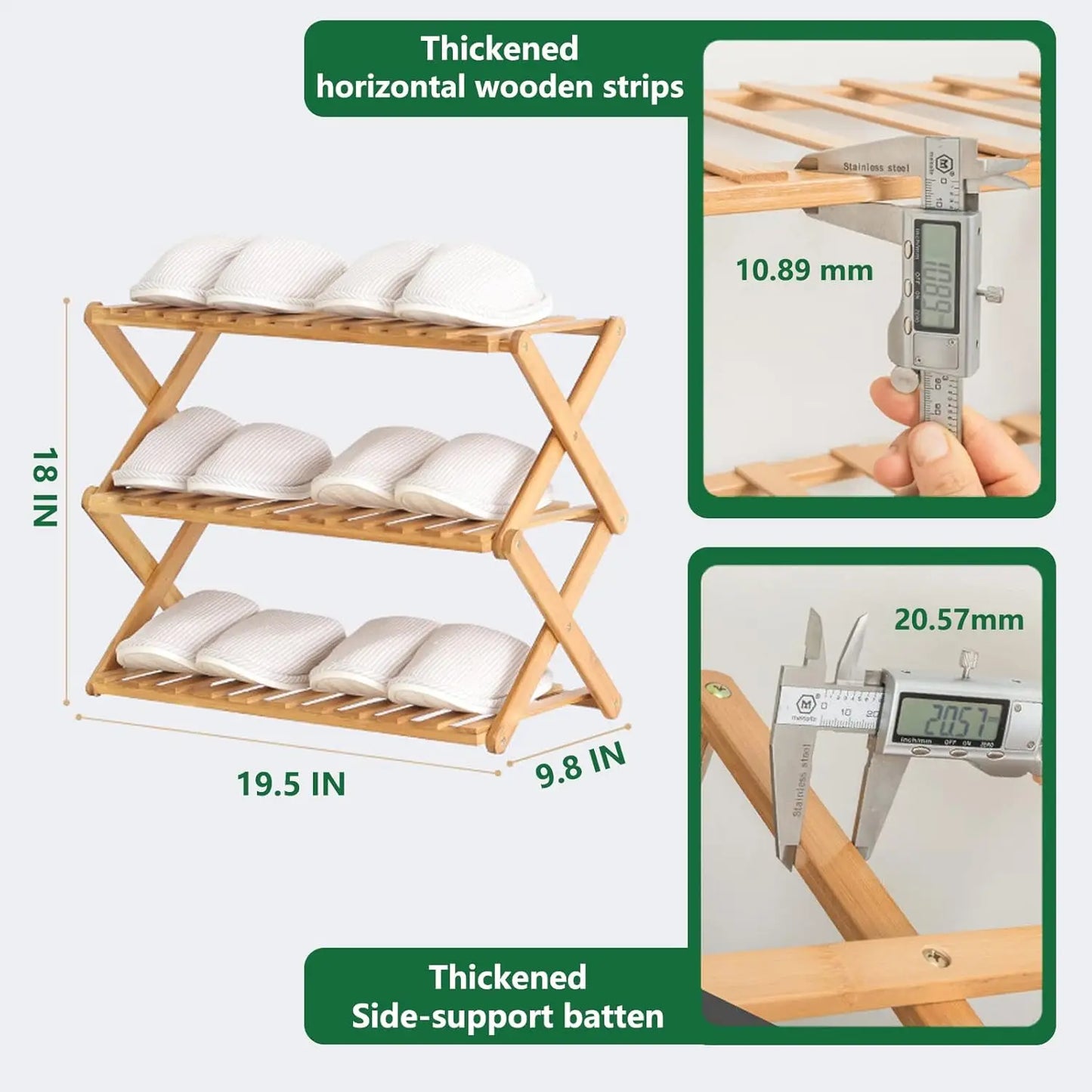 ,Portable Folding Shoe Storage Rack Bedrooms and Small Spaces (3 Tier)